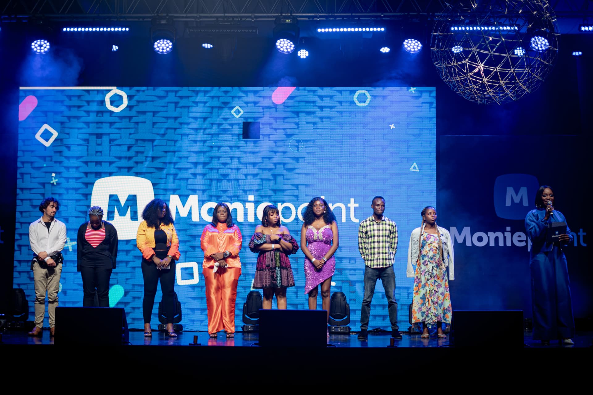 Participants and host on a Moniepoint stage